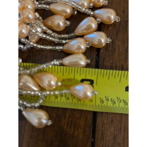 Vintage Hair Barrette Faux Pearl Apricot Peach Pastel Orange Bridal Formal Prom - Picture 13 of 13